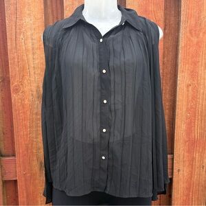 English Rose Black Pleated Blouse Size S